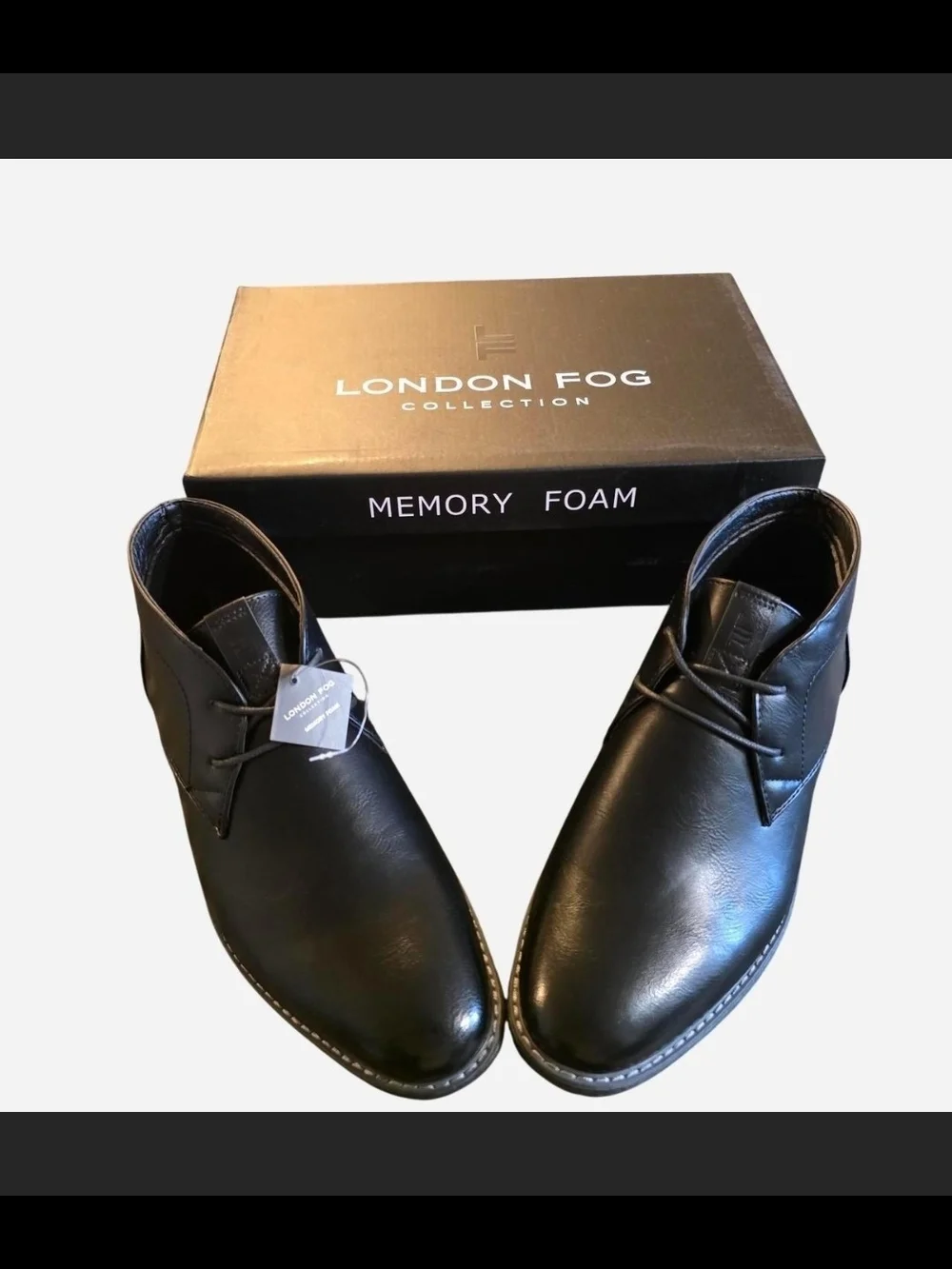 London Fog Men's Black Leather Chukka Boots